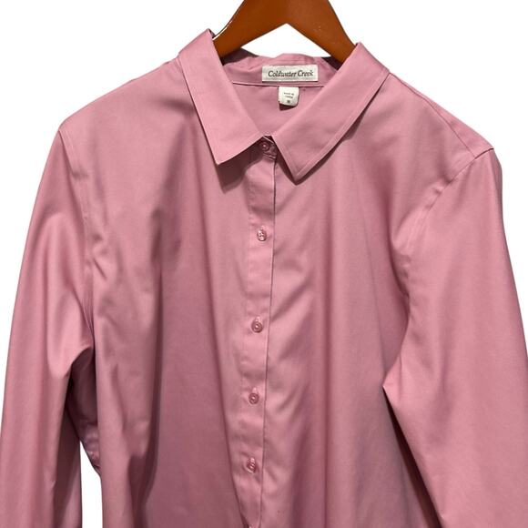 Coldwater Creek Women Top 18 Pink Button Up Preppy Coastal Classic Office Travel - Picture 8 of 8